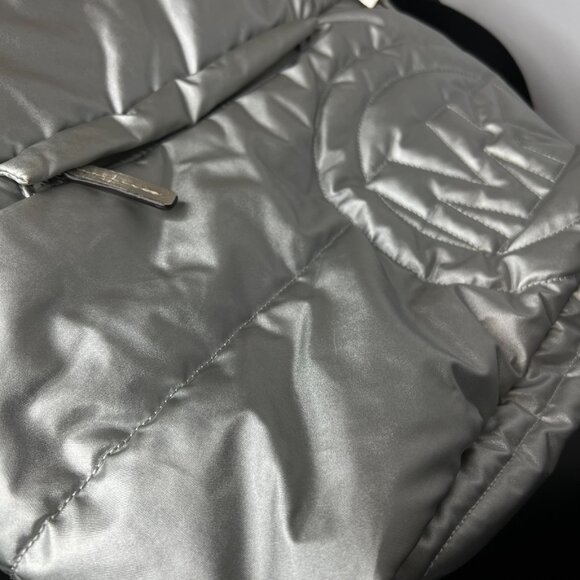 Michael Kors Rhea Backpack‎ Silver 35H1S5RB2I Quilted Puffer Nylon Travel Bag - Picture 7 of 14